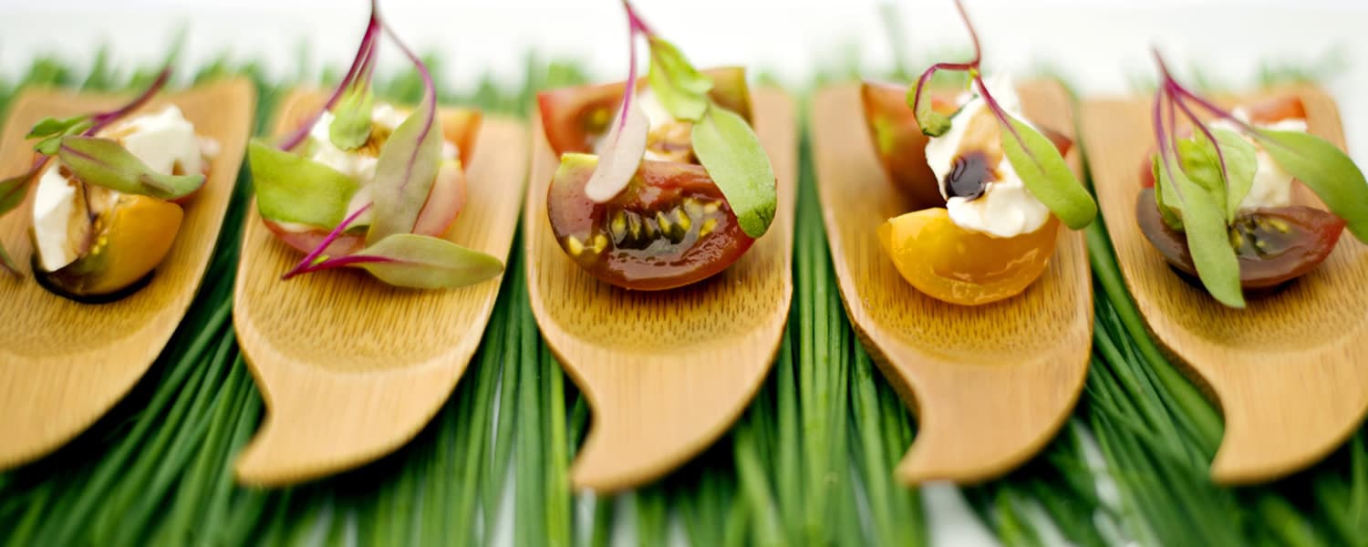 Heirloom Tomato & Mozzarella Bamboo Spoons