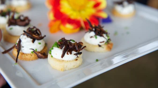 Shiitake Crostini with Goat Cheese Mousse